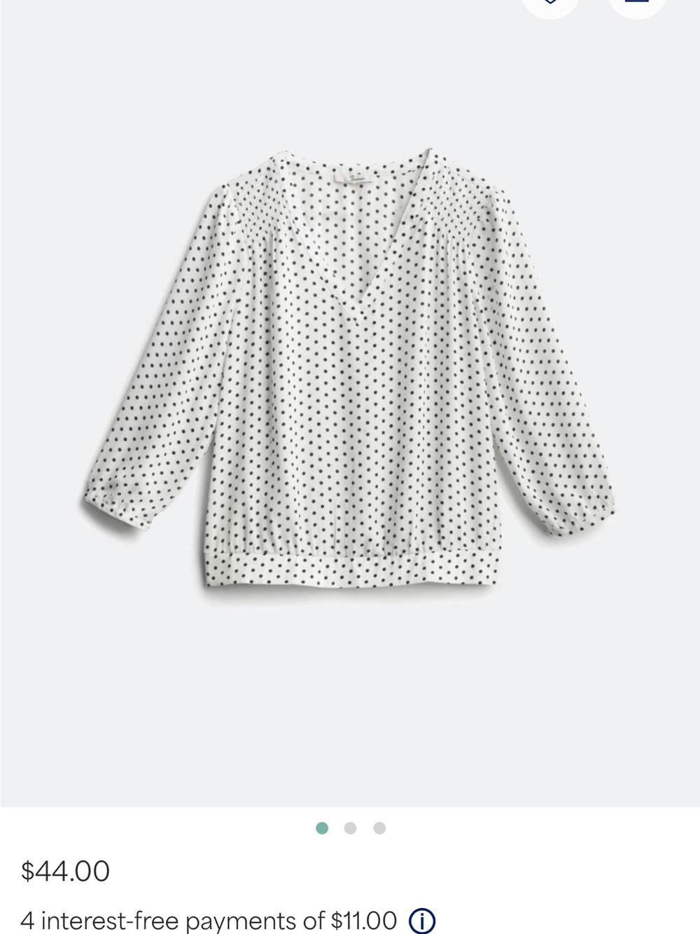 Womens White Polka Dot V-Neck Serein brand Blouse